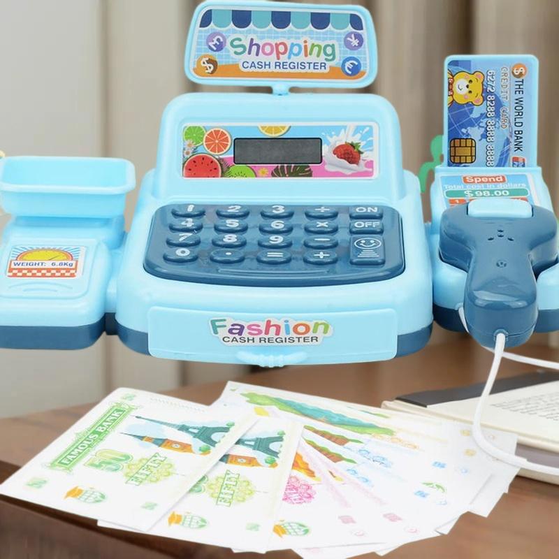 Toy Cash Register - 1 takım süpermarket kasiyer elektronik oyun